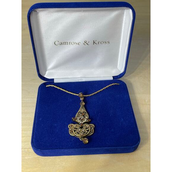 Camrose & Kross Pendant Necklace JBK Gold Tone Jacqueline Kennedy Reproduction - Picture 2 of 11